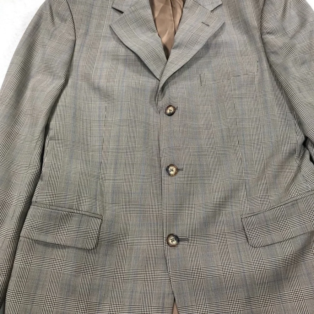 Brooks Brothers Blazer Jacket Men's 40R Wool Houndstooth Plaid 3 Button